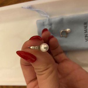 Mastoloni Pearl and Diamond Hugger Earrings